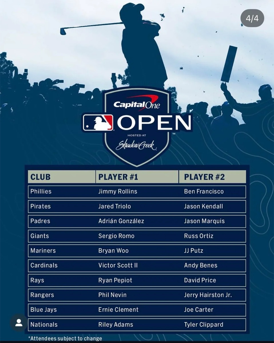 MLB Open club and player lineup graphic